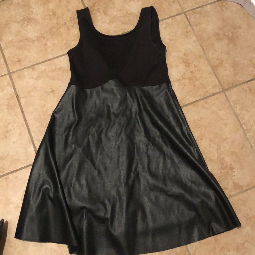 Black mixed media fit and flare